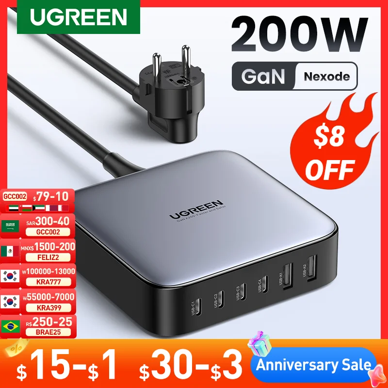 【 Новое в 】UGREEN 200W GaN зарядное