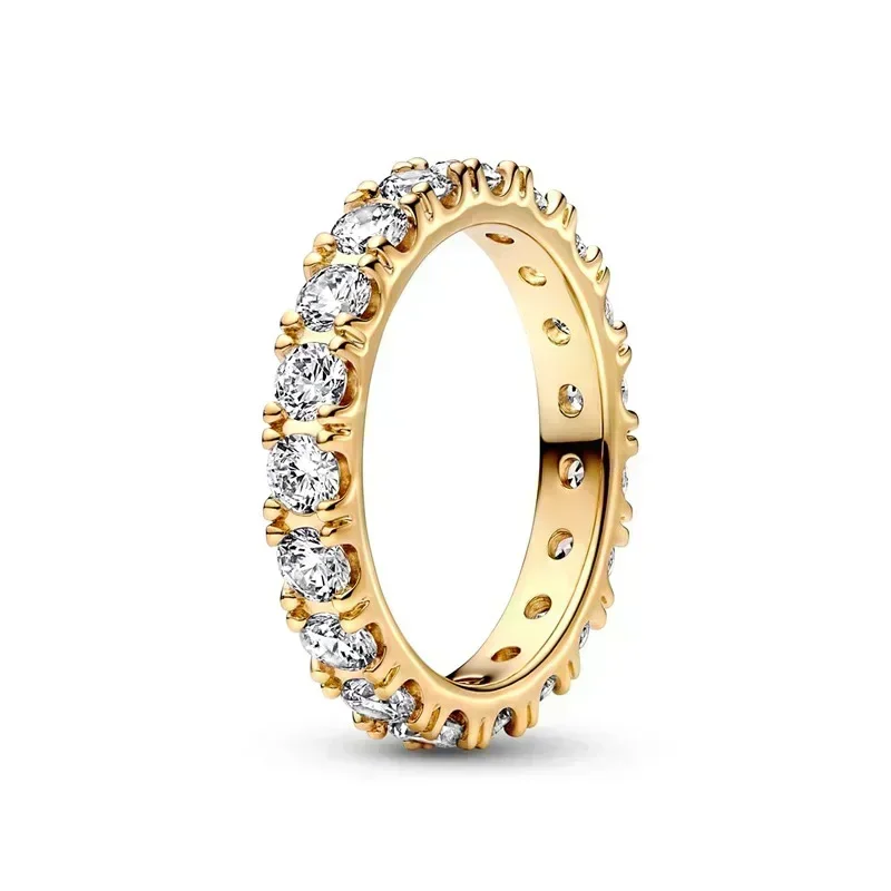 Exquisite Gold Series Sterling Silver Heart Crown Ring - Fashionable Charm Jewelry Gift