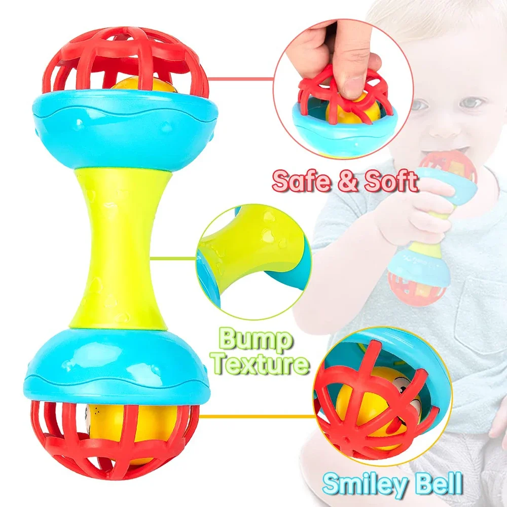 Baby Rattle Games Sensory Toys for Babies 0 12 Months 1 Years Rotating Ball Grasping Activity Development Silicone Teething Toys 3