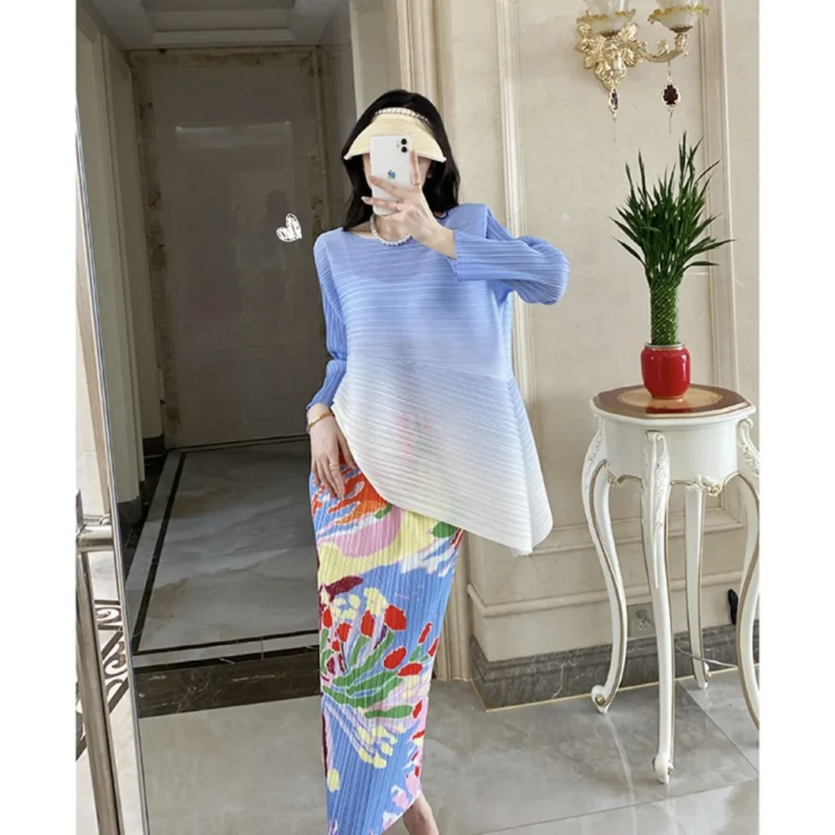 Women's Style Comfortable Casual Print Slim Fit Elegant Fashion Miyake Pleated Skirt Women New Style High Quality Hip Wrap Skirt
