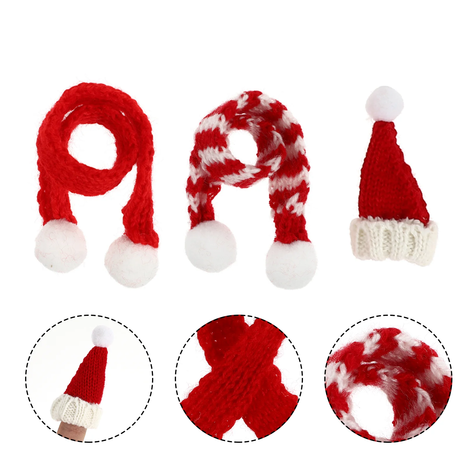 

15 Pcs Christmas Mini Scarf Xmas Party Ornament Hat Scraf Yarn Decoration Bottle Cover