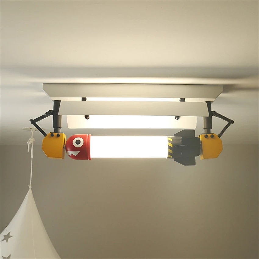 

Nordic Cartoon Shark Space Missile Ceiling Lights Intelligent Eye Protection Dimming Children's Room Study Bedroom Ceiling Lamps