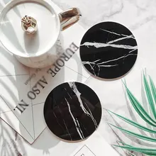

PU Leather Marble Coaster Drink Coffee Cup Mat Easy To Clean Placemats Round Tea Pad Table Pad Holder Hot Sale