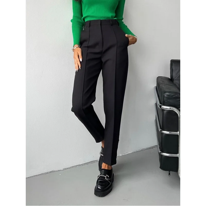 Fashionable High Waist Pants Slim Fit Pencil Pants Autumn Leisure Simple Suit Pants Women's Formal Pants Yy18