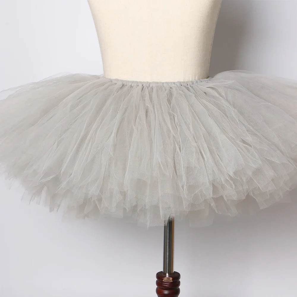 Gray Girls Tutu Skirt Fluffy Handmade Children Tulle Skirt Kids Ballet Dance Pettiskirt Baby Girl Birthday Party Tutu 1-14