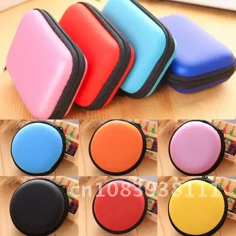 

Earbuds Holder Box round square shape Headphones Storage Box USB Hard Case Earphone Bag Key Coin Bags Waterproof SD Card Cable