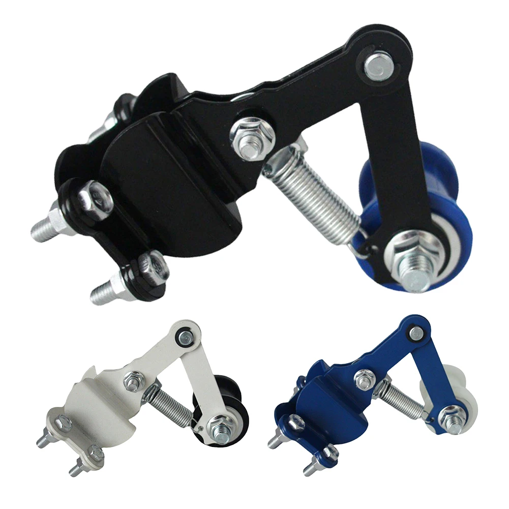 Motorcycle Chain Adjuster with Guide Wheels Pulley Chain Tensioner Iron Motorbike Tensioner for 50cc-500cc ATV Motocross