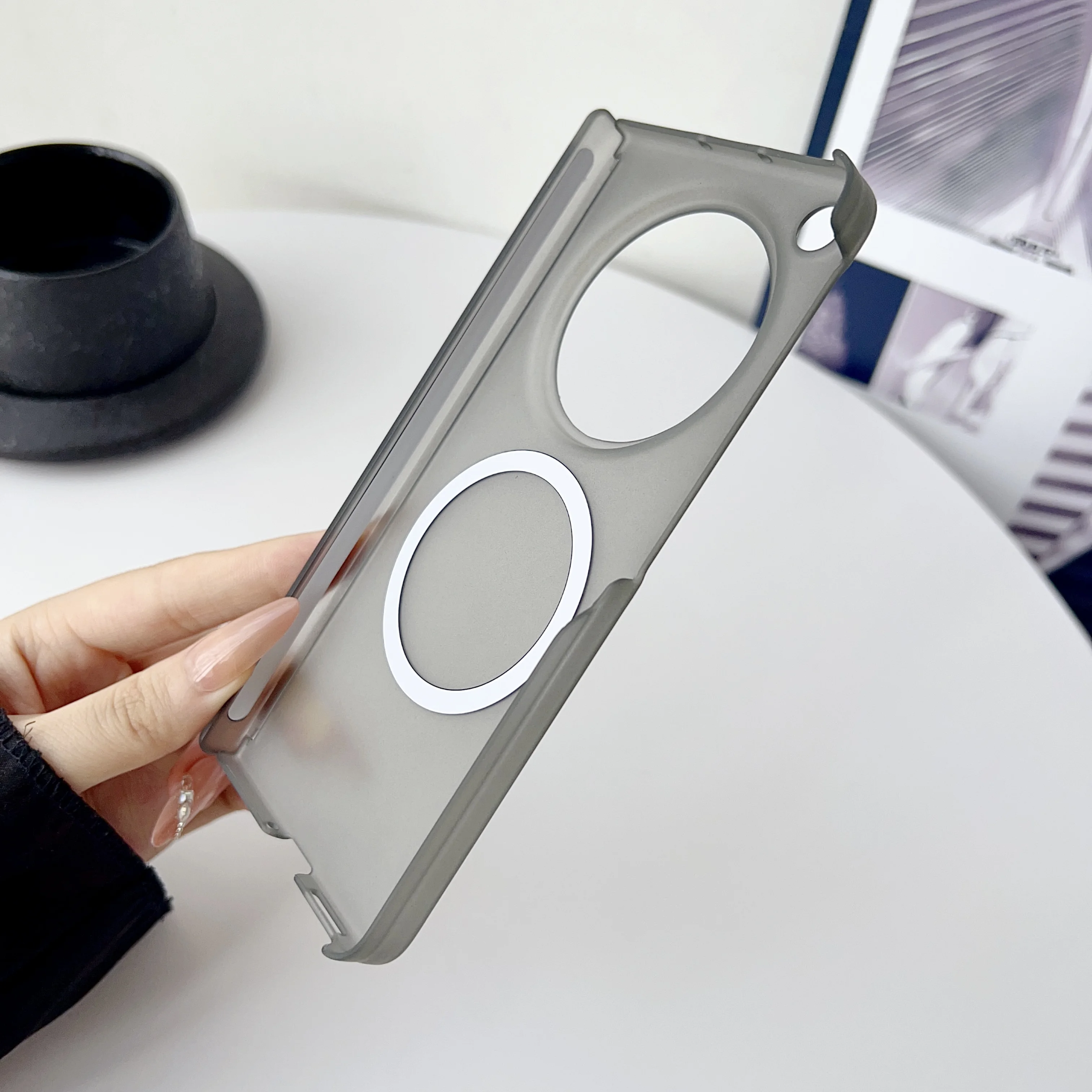 Matte Transparent Magnetic Protective Case with Hinge