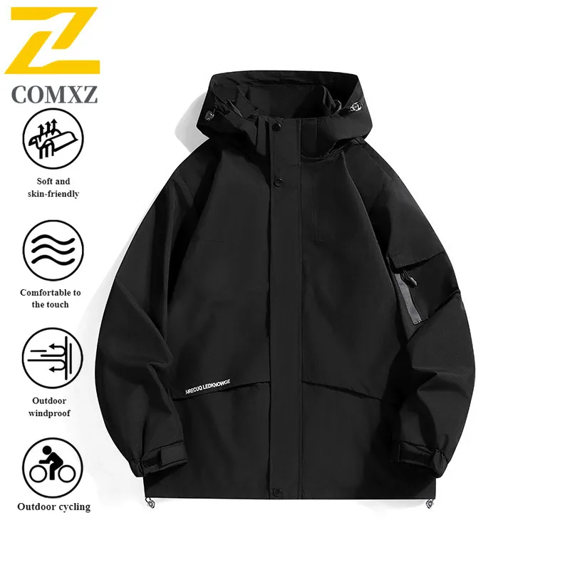 EiAO Jacket Couple's All-Weather Windproof Waterproof Thermal Hooded Outdoor Coat for Hiking Camping Fishing Multi-Scenario Wear
