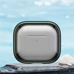 Transparent Protective AirPods Case with Hook and Stand - Airpods 4 (Army Green)