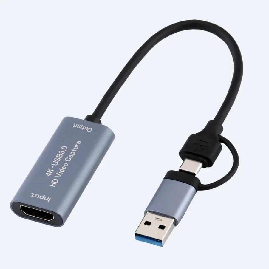 2'si 1 Arada HD 4K Video Yakalama Kartı HDMI - USB/Type-C Video Kaydedici Kayıt Kutusu PS4 Oyun DVD Kamera Canlı Kayıt için
