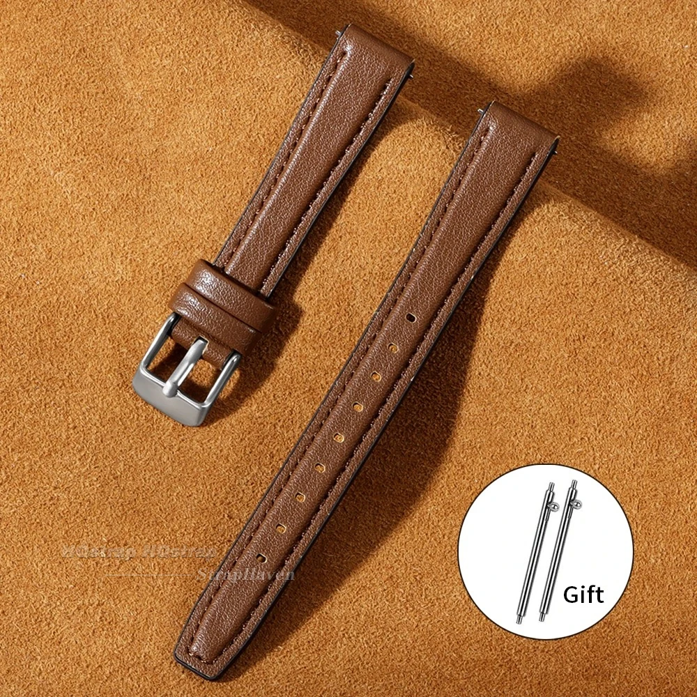 Sleek Leather & Silicone Quick Release Watch Strap - Ultra Thin Universal Wrist Band
