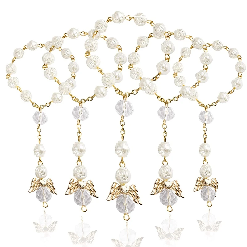 

30 PCS Baptism Rosary Acrylic Rosary Beads Mini Rosaries Angel for the First Communion Baptism Party Favors