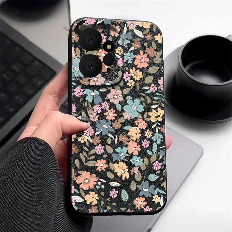 Floral Leather Texture TPU Soft Phone Case