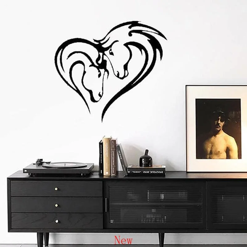 

Silhouette Double Horse Head Metal Wall Hanging Art Black Metal Wall Mounted Decor Silhouette Art Wall Christmas Home Decor wal