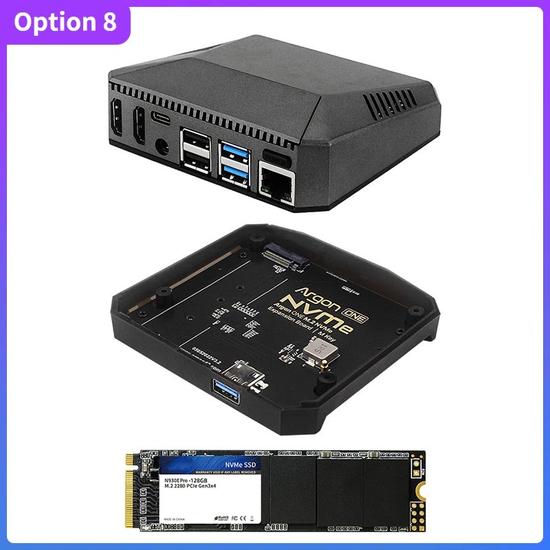 Raspberry Pi 4 B 8GB & Argon M.2 SSD ケース Argon One V2 Case for Raspberry Pi 4 Model B Passive Cooling