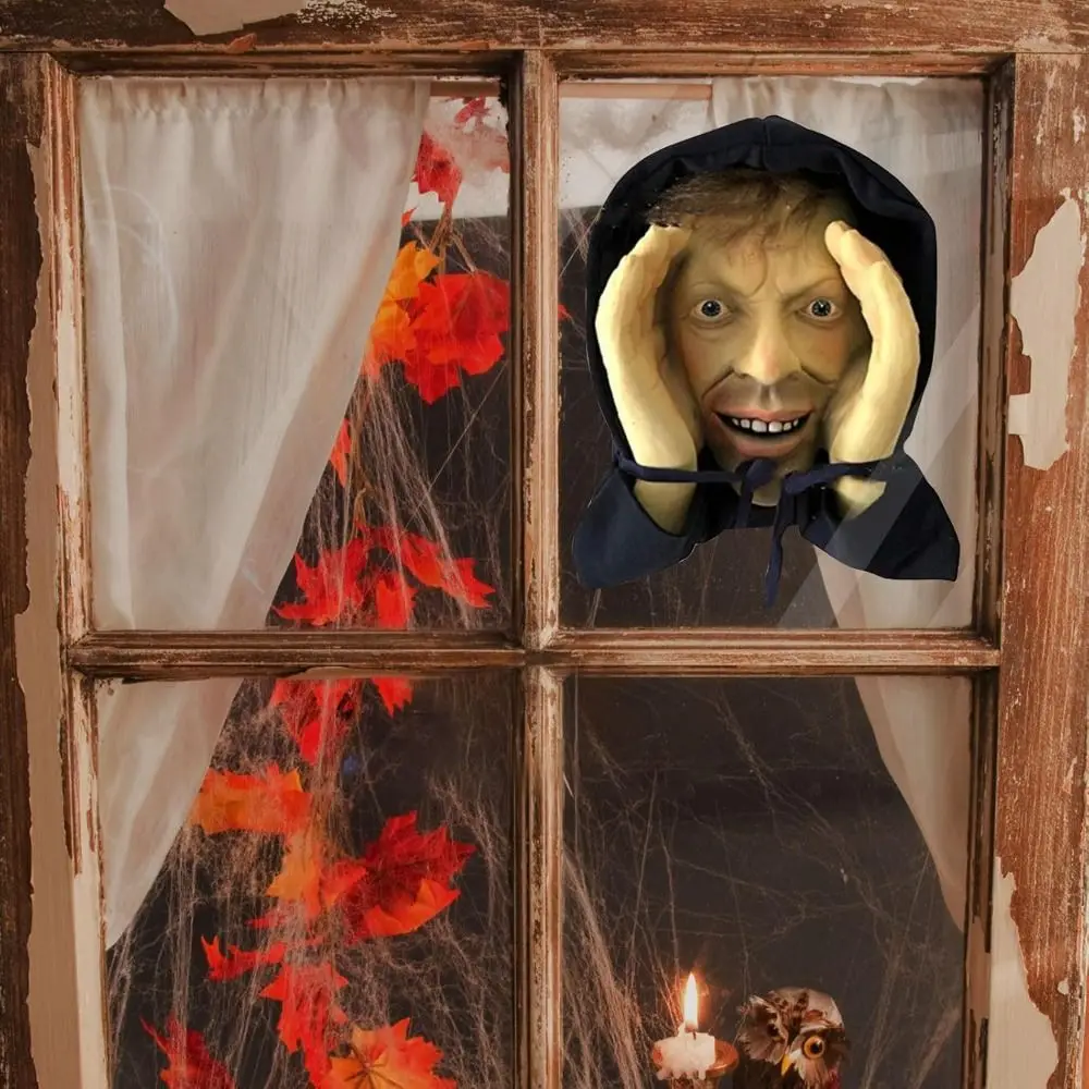 PVC Scary Peeper Freak Sticker Indoor And Outdoor Spooky House Party Scares Clown Sticker Window Hanging Mask