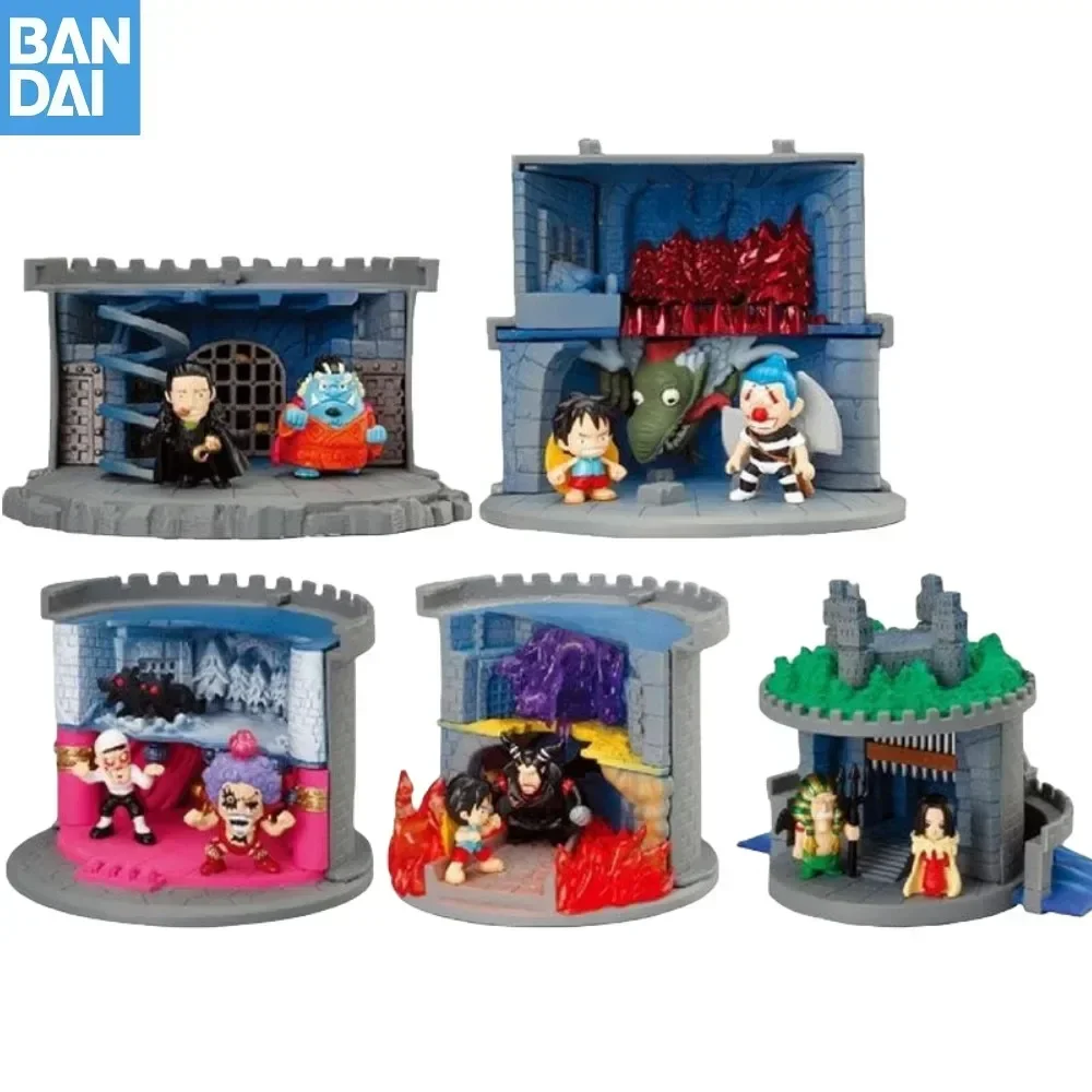 

Original Bandai One Piece Anime Impel Down Undersea Prison Comes with Dolls Boxed Eggs Food Complete Luffy Action Model Toy Gift