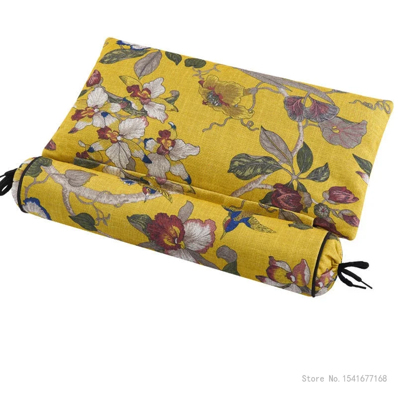 Pillow Core Full Buckwheat Cervical Protect for Sleeping, Massage Correction, Adult Sleeping Neck Flower Pattern Printing Pillow