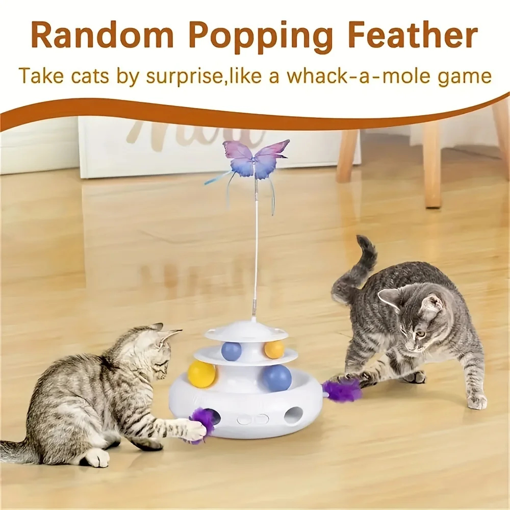 Game Props, Feather Cat Teaser Stick, Rotating Ball For Multiple Pets