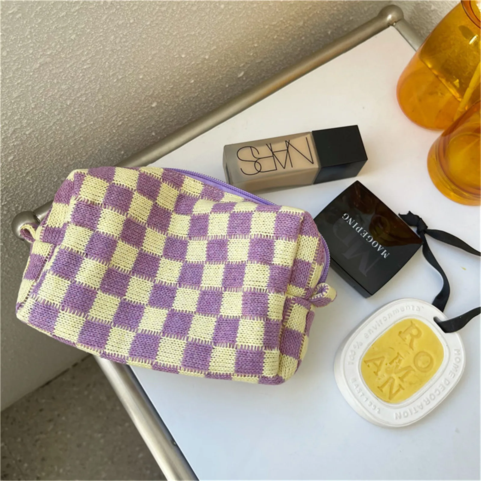 lv checkered makeup bag