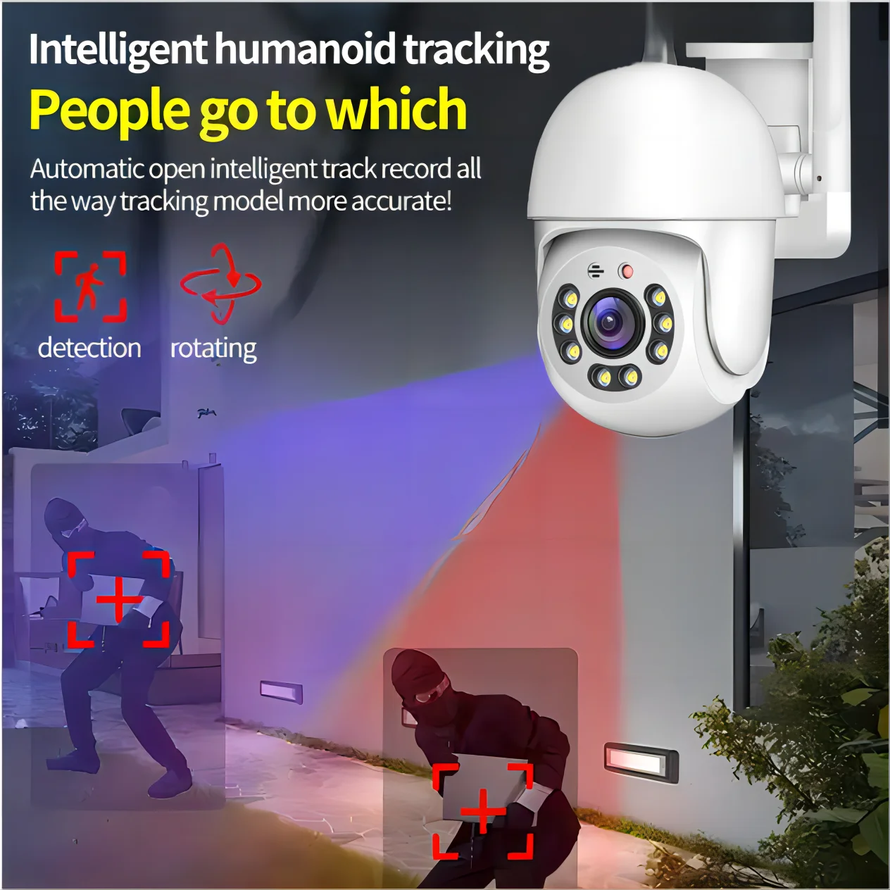 4MP Outdoor PTZ Wifi Security Camera with Night Vision