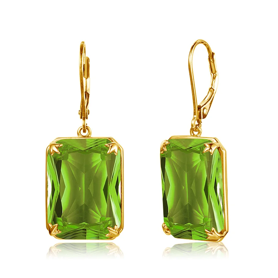 Orovi Pendientes Mujer Plata 925 Chapados Oro De 18 Quilates Con Piedras Preciosas Esmeraldas Verdes, Piercing Para Oreja, Dorados 4.5X4.5mm, Joyería Hipoalergénica Para Mujer