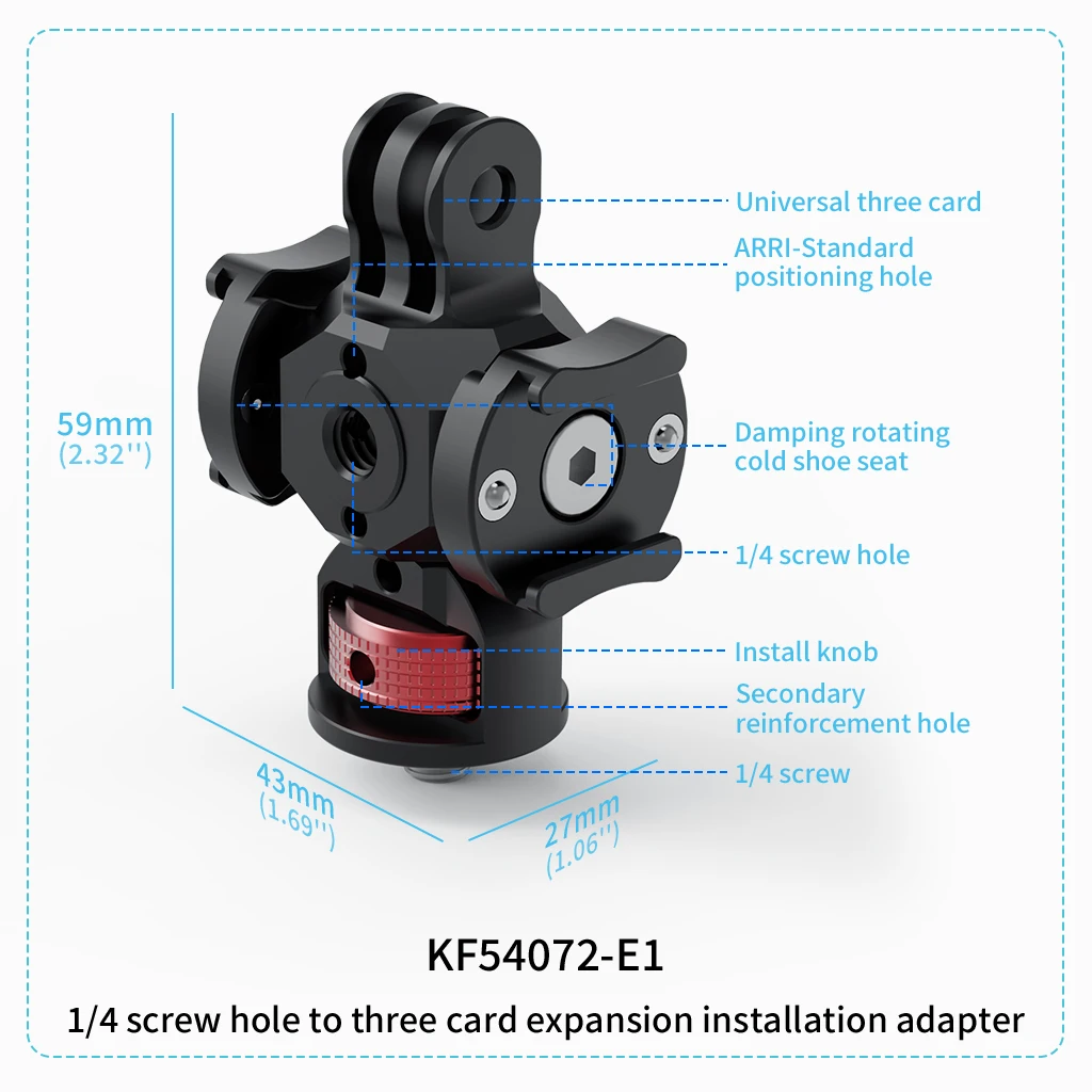 Befestigungs stecker für Block würfel halterung aus Aluminium legierung mit Arri 1/4 "3/8" Adapter für Gopro 2-Schlitz/3-Schlitz-Fotozubehör – Detail 21