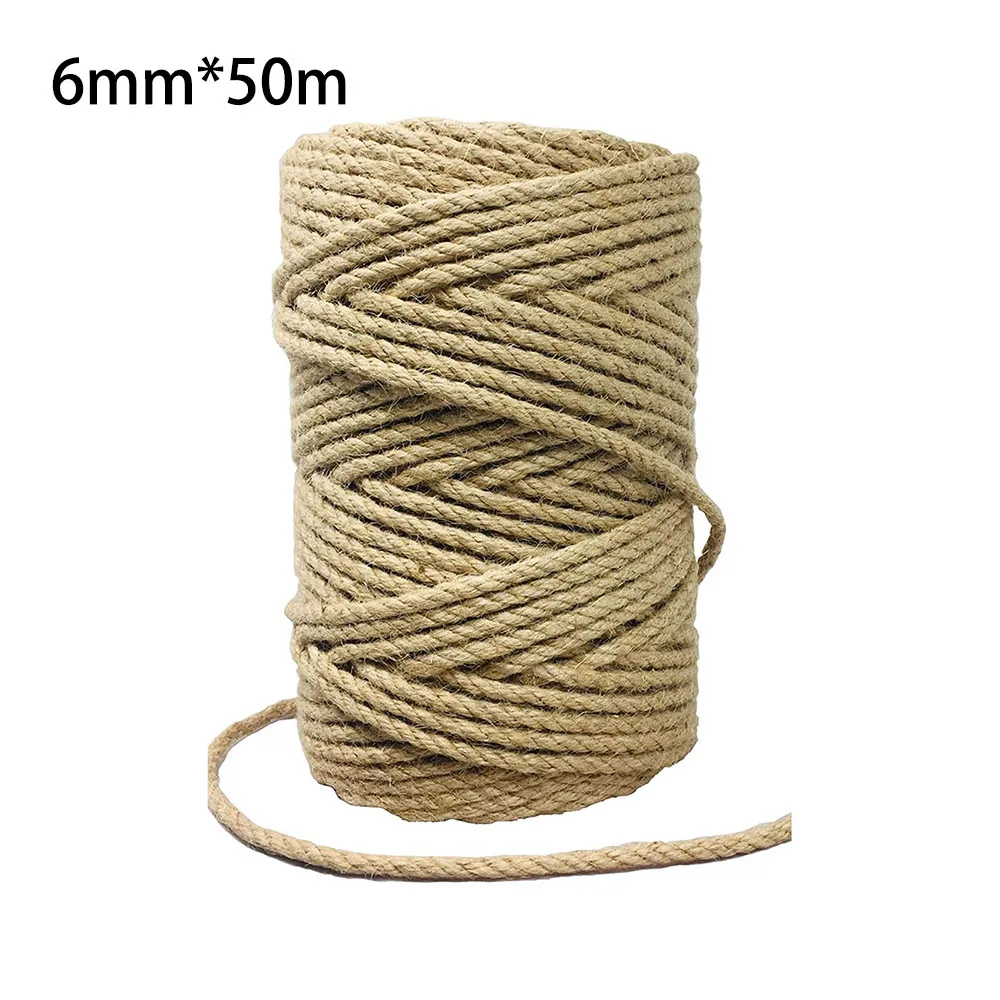 50m Natural Jute Twine Burlap String Hemp Rope Pet Cats Scratch Board