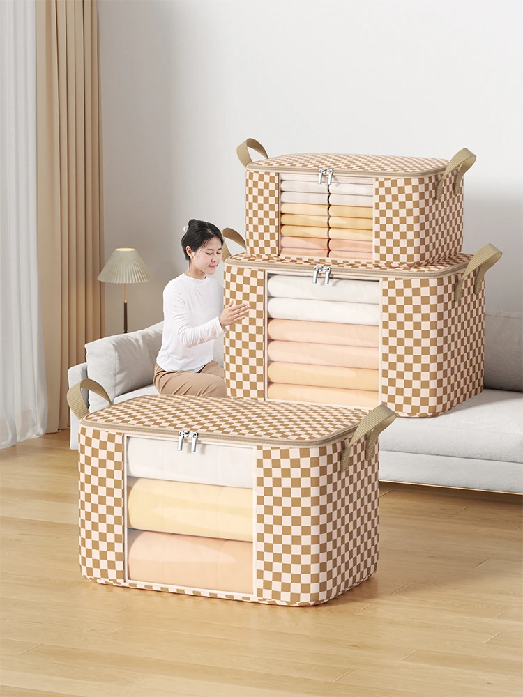 Collapsible large capacity clothing storage bag Zipper dust bag Quilt blanket storage bag Closet Bedroom organizer 3