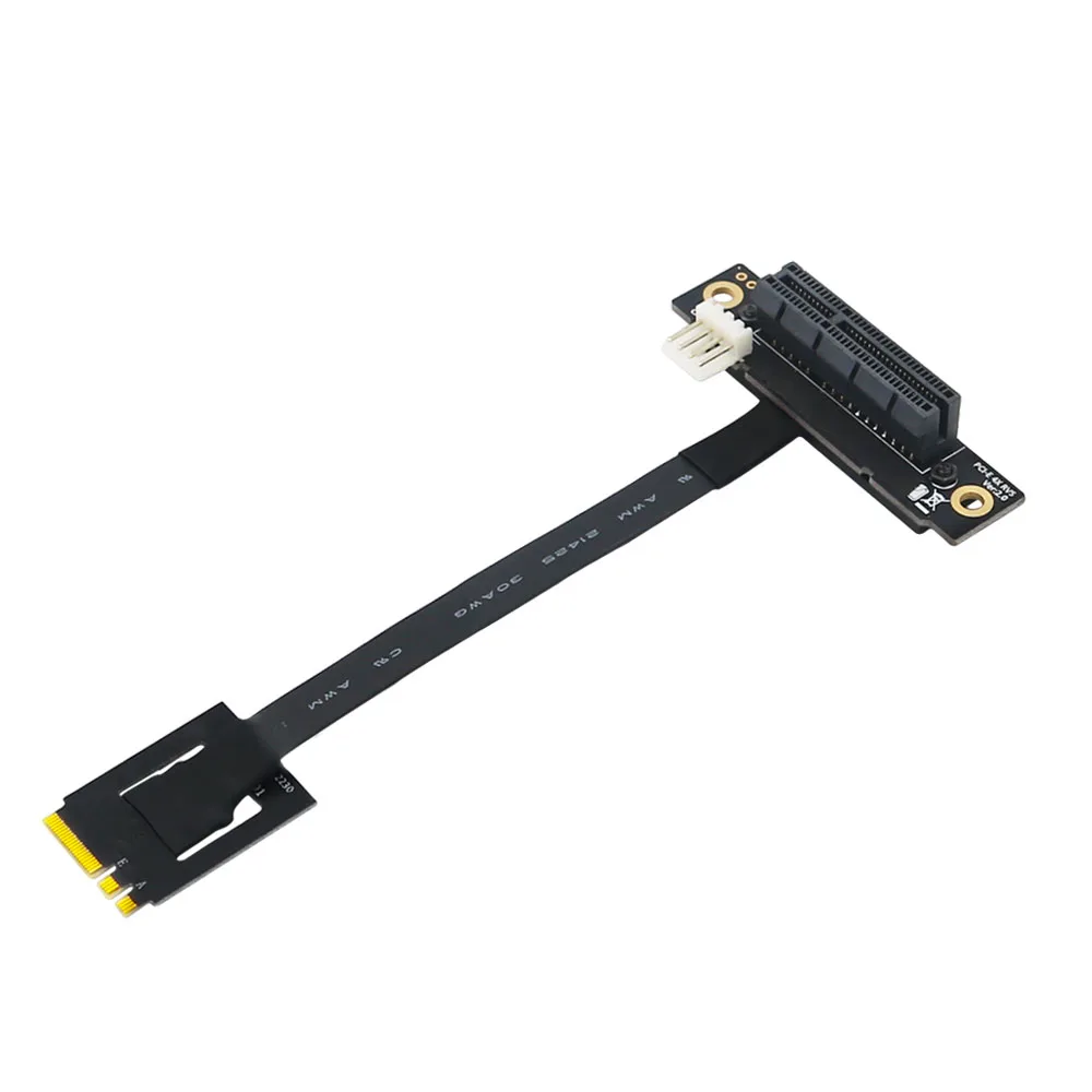 

270 Degree M.2 NGFF Dual Key A-E To PCI-E 4X Adapter Convert Cable with 4Pin FDD Power Connector Riser for PCI-E Tester Extender