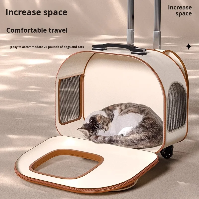 4042-226371.jpg Portable Cat and Dog Travel Carrier Oxford Canvas Pet Backpack Stroller Space Capsule Suitcase for Pets