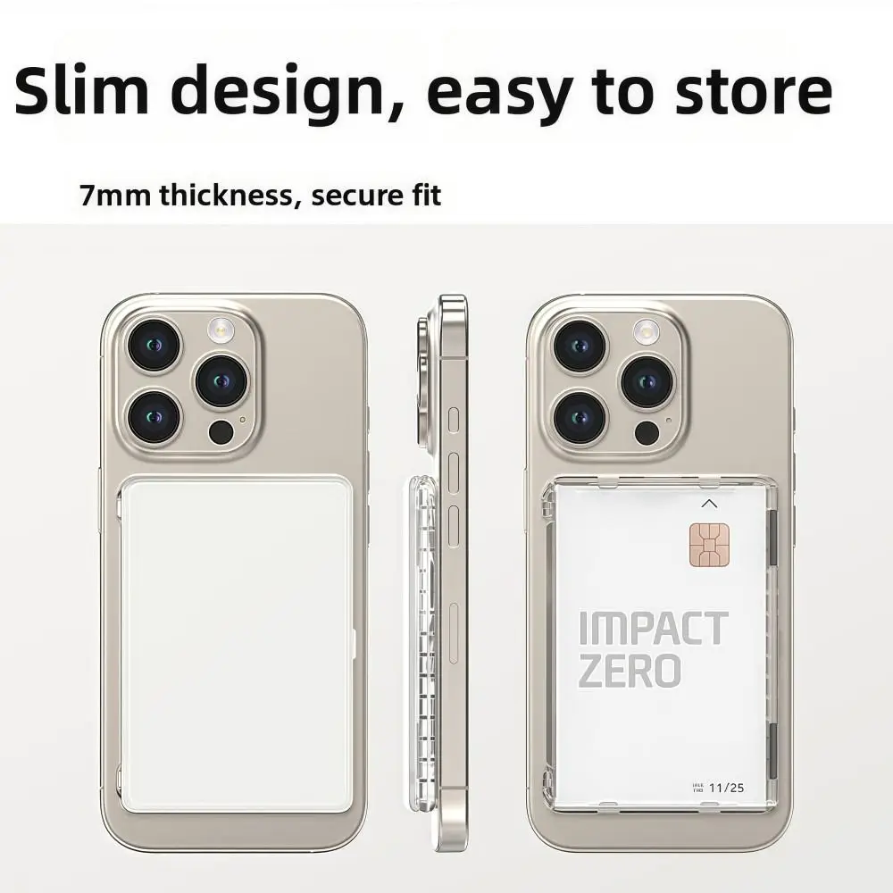 Transparent MagSafe-Compatible Card Sleeve with Dual Slots and Magnetic Stand