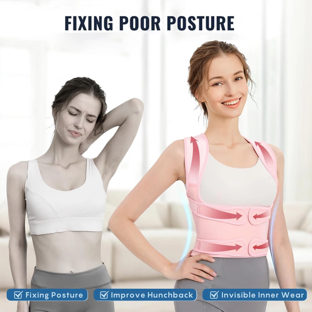 Posture Corrector for Men & Women - Full Back Brace Support, Back Posture Straightener for Scoliosis, Hump, Hunchback Correction