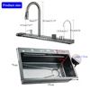 304 Stainless Steel Waterfall Kitchen Sink Large Single Slot Integrated Digital Display Faucet Set Soap Dispenser Cup Washer 6