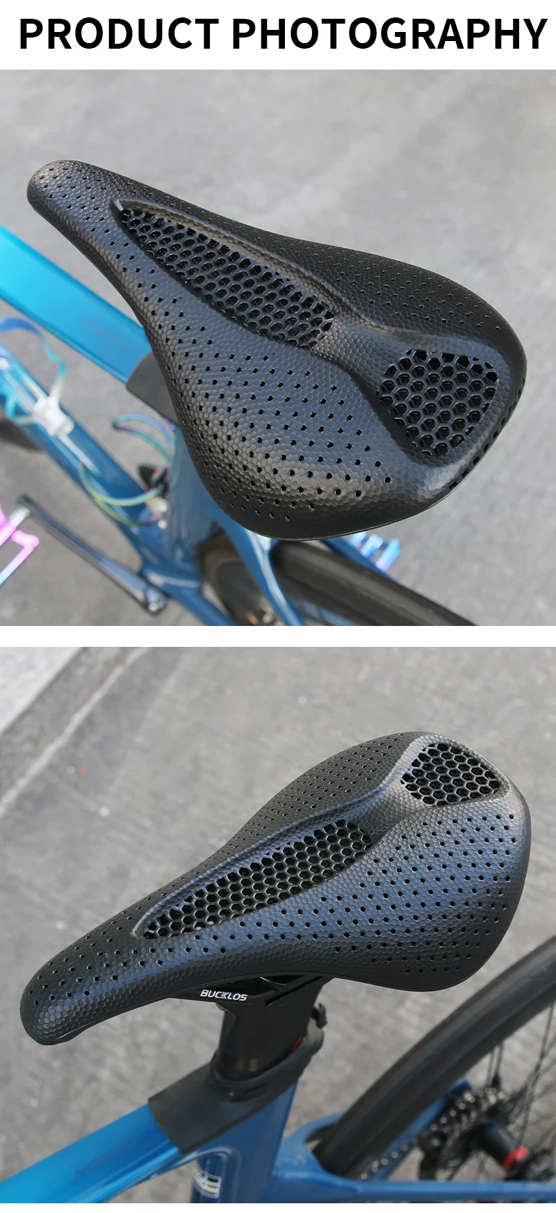 BUCKLOS Carbon 3D Printed Saddle 143mm 155mm Racing Bike