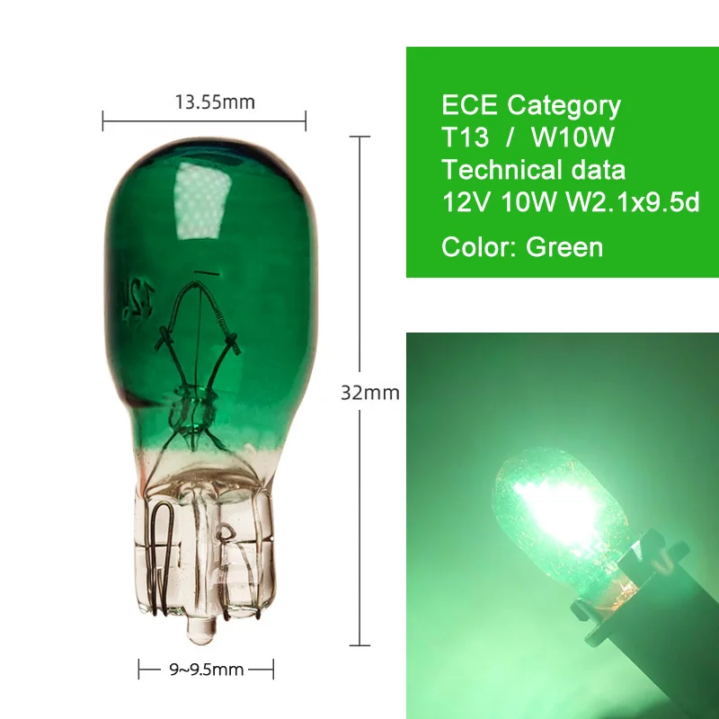 Cyclingcolors 2x Ampoule 12V 10W T13 W2.1x9.5d Clignotant Latéral Voiture Moto Scooter Lampe Tableau Bord Indicateur, Bleu - Auto