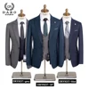 2024 DAROuomo Mens Suit terno Slim Fit Casual one button Fashion Grid Blazer Side Vent Jacket and Pant for Wedding Party DRV8237 2