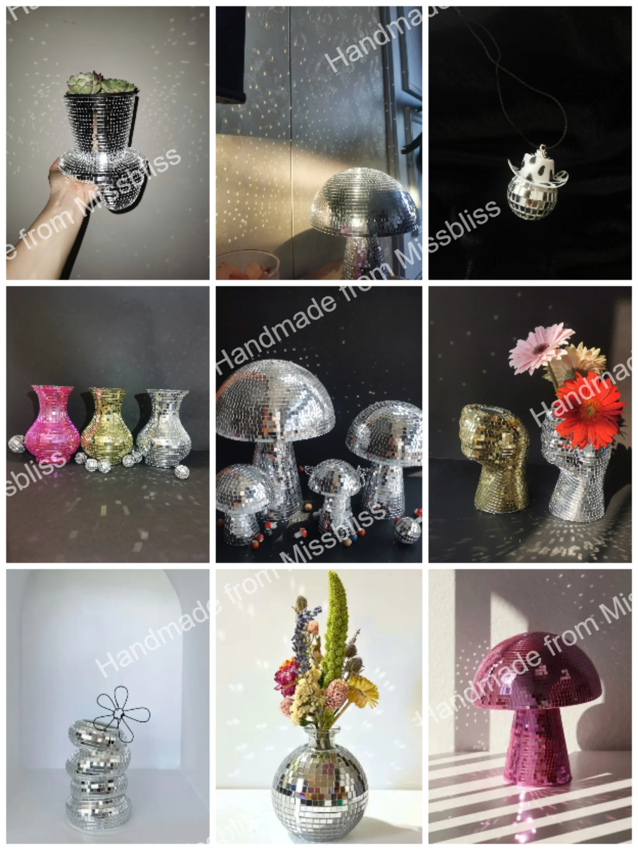 Description Picture 3 of itemMelting Disco Ball Wall Decor Maximalist Home Decor Interior Glitter Ball Light Reflected Eye-Catching Pop Art Modern Sculpture