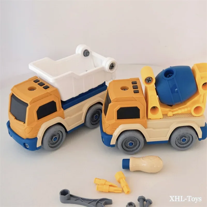 DIY 조립 엔지니어링 차량 장난감 조립되지 않은 진흙 탱커 티퍼 크레인 스크루 드라이버 필요 플라스틱 모델 키트