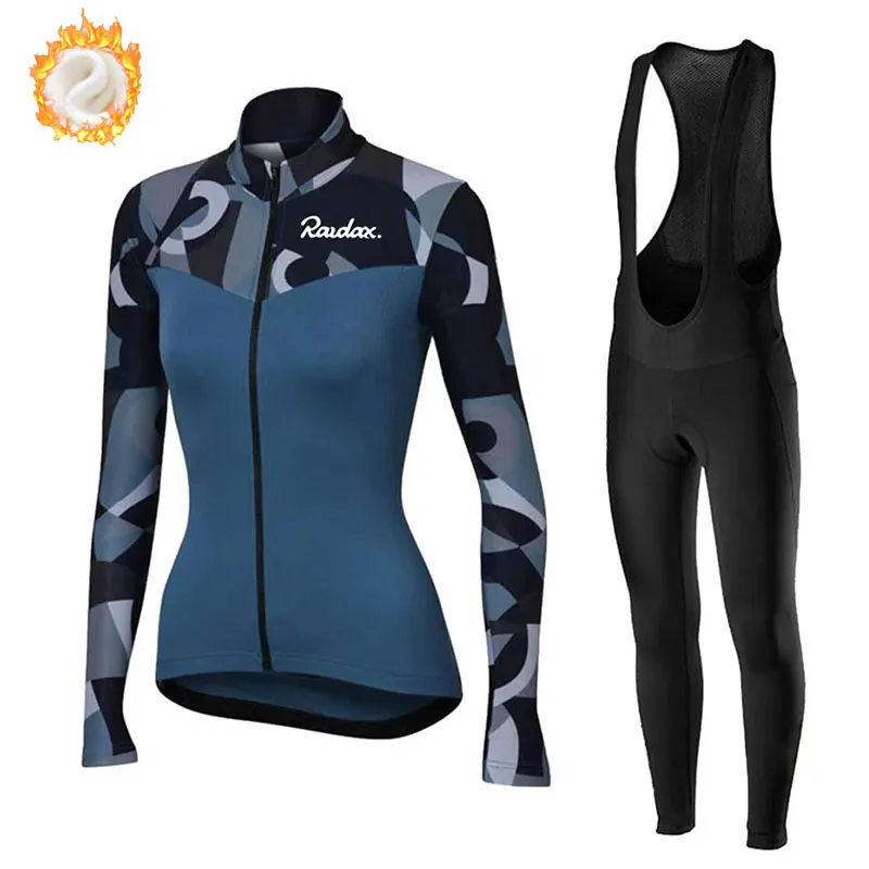 Winter Fleece Warm RAUDAX Women's Long Sleeve Jersey Suit Mountian Bike Clothes Ropa Ciclismo Mujer Racing Bike Cycling Clothing