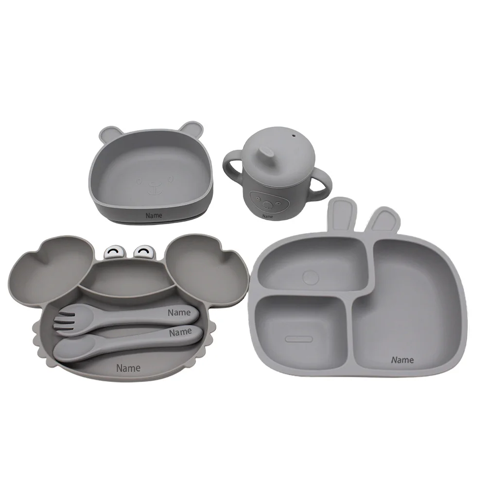 6-Piece Silicone Tableware Set with Free Name Engraving Creative gifts tailored for boys and girls