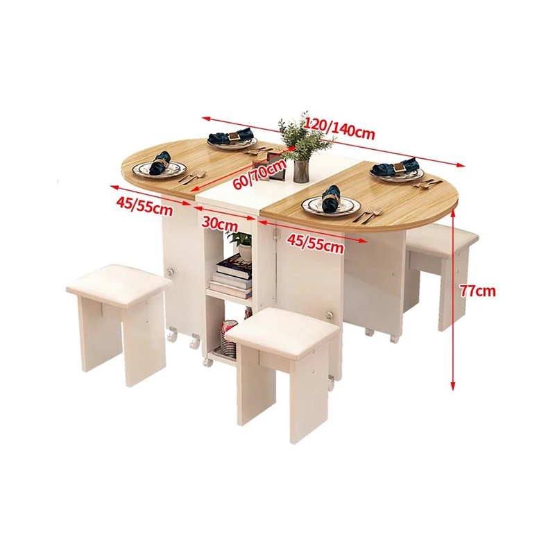 Tavolo da pranzo pieghevole Set 4 sedie Tavolo da pranzo di lusso nordico italiano Decora semplici mobili da cucina Mesas Y Sillas De Comedor - immagine 2