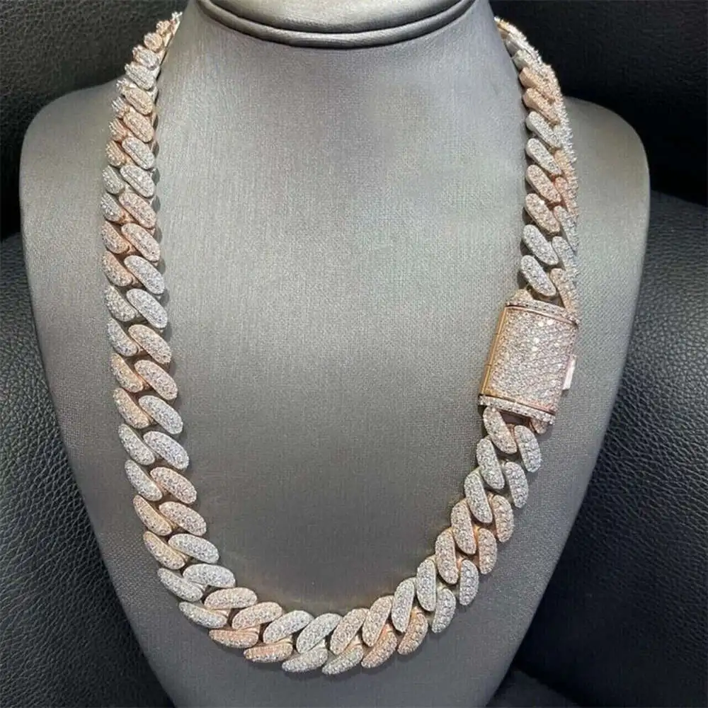 

Fashion Jewelry Cuban Link Chain Vvs Moissanite Diamond Hip Hop Necklace for Men