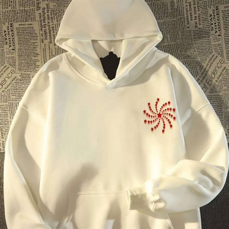 

American hiphop star retro hooded sweatshirt for men and women in autumn and winter ins street style oversize couple trend coat