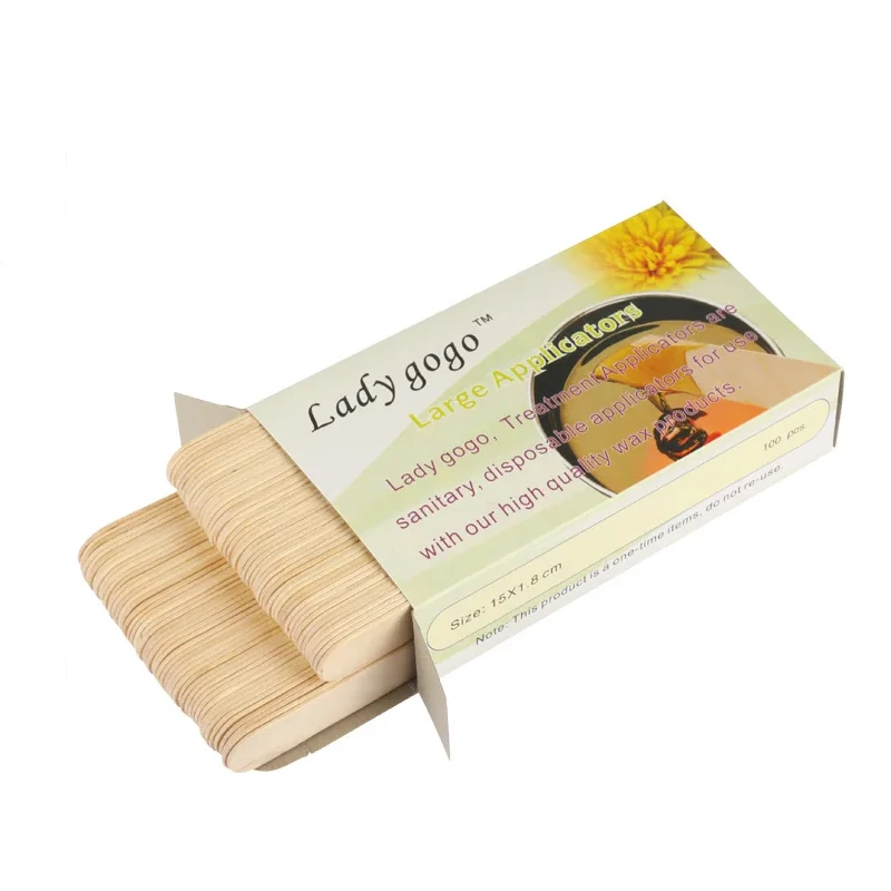 100pcs Wooden Disposable Wax Waxing Body Hair Removal Stick Applicator Spatula Face Hair tool 2