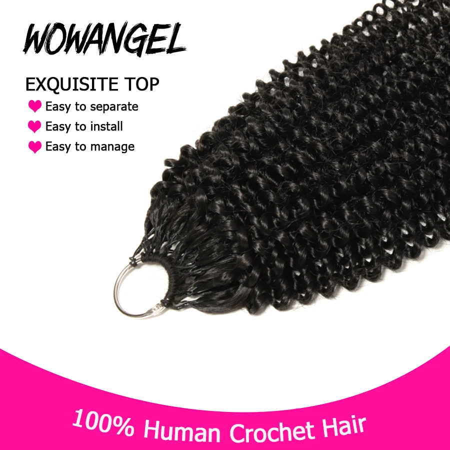Afro Kinky Curly Crochet Braiding Human Hair Tight Curly Pre-Separated Knotless Feather Crochet Human Hair Extensions With Loop 4
