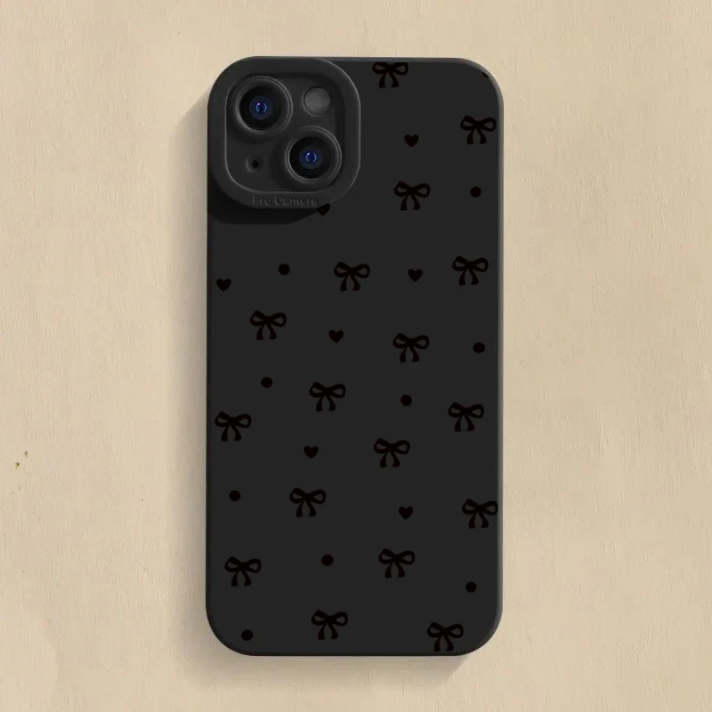 Elegant Black Bow Shockproof Silicone Phone Case – Soft and Durable Cover