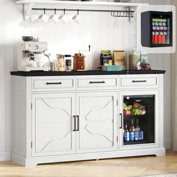 Farmhouse Drink Cabinet with Mini Fridge 1
