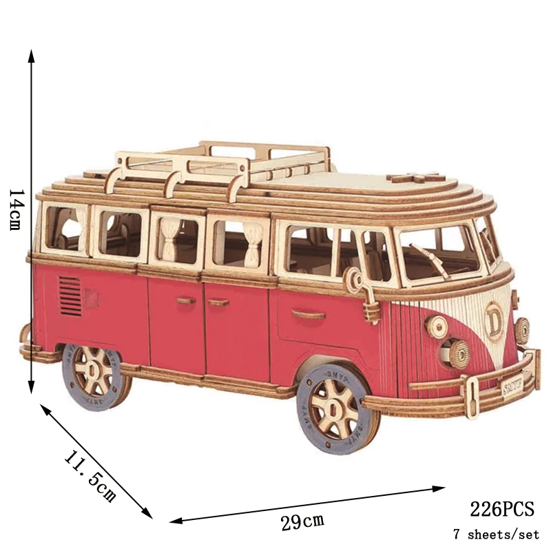 Vintage Campervan 3D Wooden Puzzle Kit